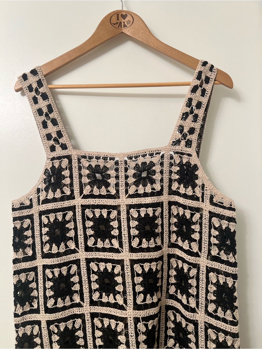 H&M Crochet Mini Dress – Black and Beige, Size Medium - Picture 5 of 8